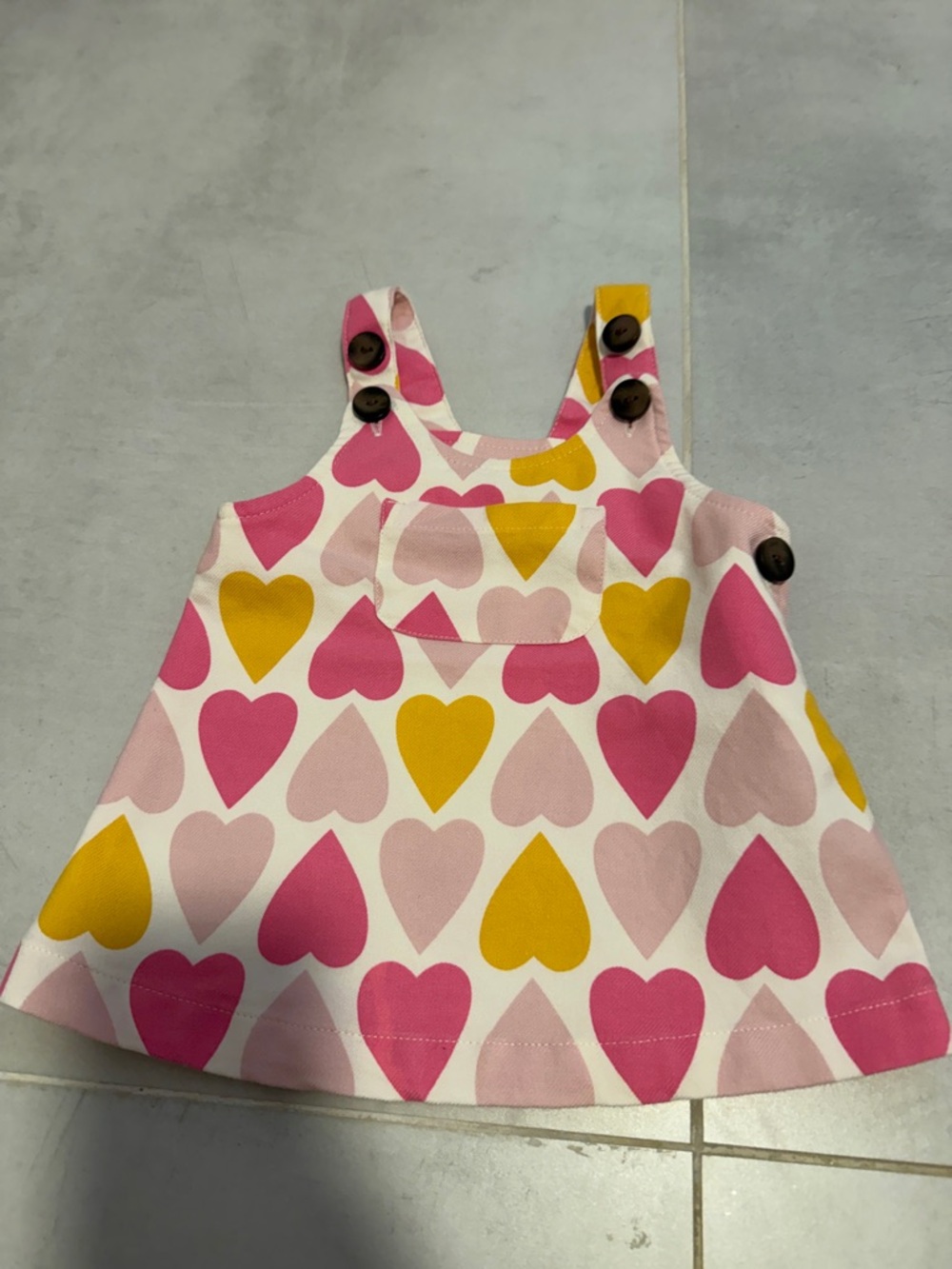 Old Navy Pink, Light Pink & Yellow Heart Pinafore